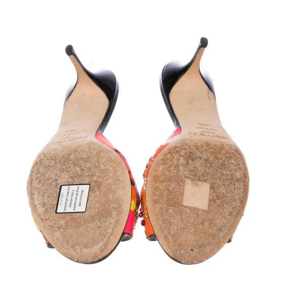 Jimmy Choo Floral Print Chain-Link Accents Slides; Size 8.5 (IT 38.5) - Picture 5 of 6